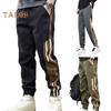 Spodnie cargo męskie na wiosnę i jesień, luźne, ściągane sznurkiem, kieszenie w pasie, ściągacze przy kostce, kontrastowe, patchworkowe, sportowe, do noszenia na co dzień, spodnie haremowe