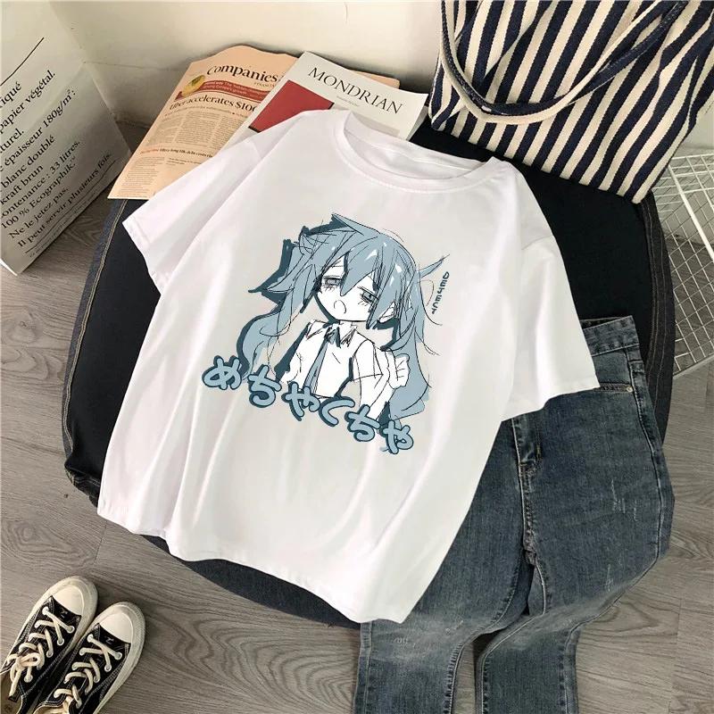 Modna koszulka z nadrukiem Hatsune Miku Anime Unisex Bawełniana koszulka z krótkim rękawem Okrągły dekolt Luźna swobodna koszulka Unisex Top