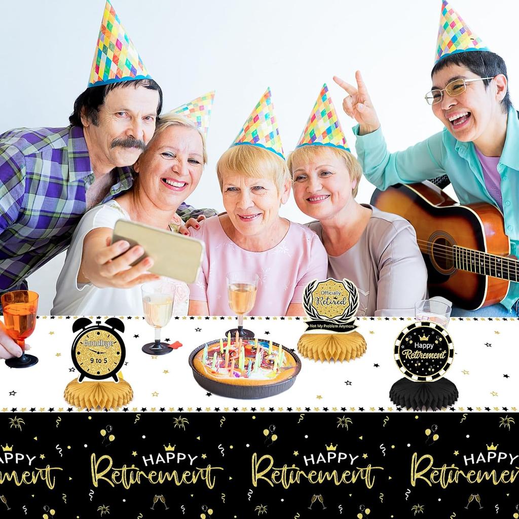3 Pack Happy Retirement Tablecloth Disposable Tablecloth Retirement Party Decorations Plastic Table Cover for Going Away Farewell Goodbye Party 54 X