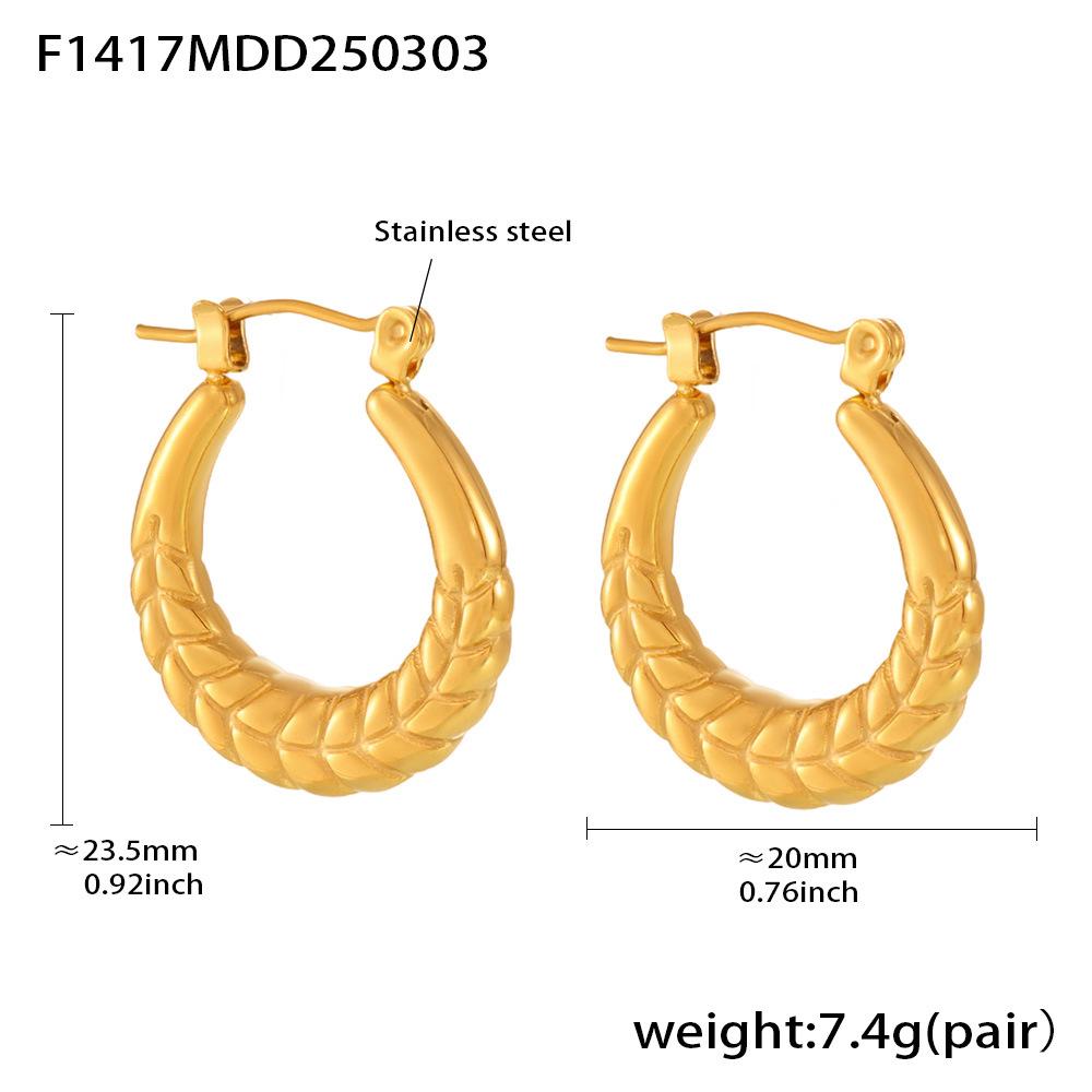 Qiong Yao Gold Plated Stainless Steel Geometric U-Shaped Earrings - Durable and Versatile Fashion Essential