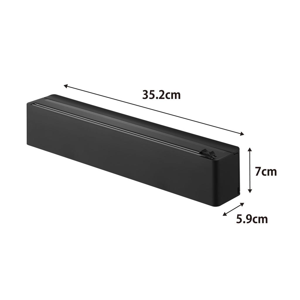 Yamazaki Magnetic Wrap Dispenser with Slide Tower 10659 Cutter, Black, W35.2×D5.9×H7cm, Series, (Magnetic Storage, Non-Slip)