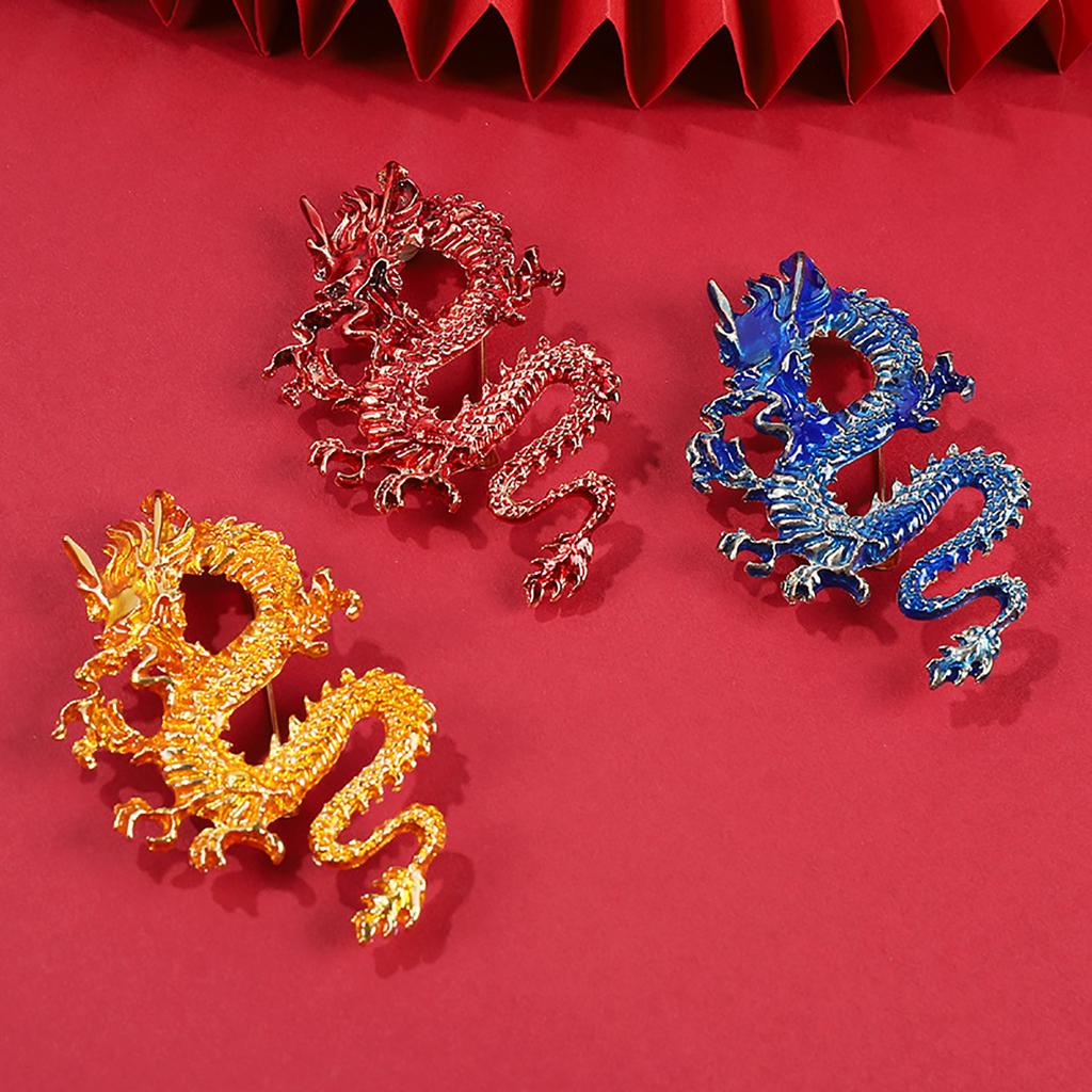 Unique Dragon Shaped Brooch Stylish Alloy Breastpin Traditional Chinese Zodiacs Style Breastpin Gift for Women Girls