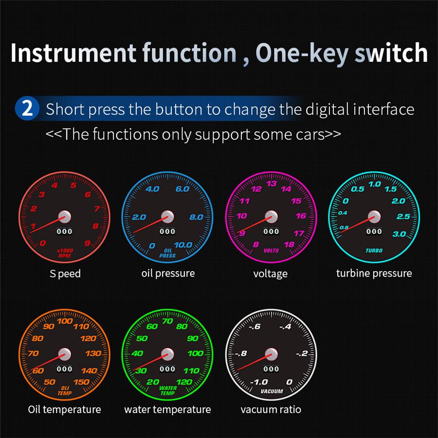 HUD Head-Up Display OBD2 Car Digital Multi Insrtument function Gauge Display Gau