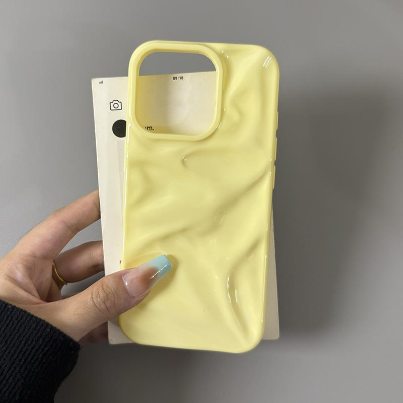 Fashion Ripple Texture Glossy Case For iPhone 11 12 13 14 15 Plus 16 Pro Max Soft TPU Wrinkles Phone Back Cover