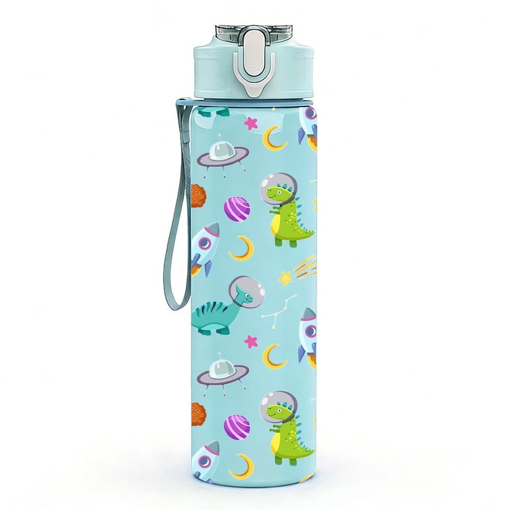 1PC Pastel Candy Doodle Seamless Print 750ml Color Plastic Sports Water Bottle Leakproof Flip Straw Lid Suitable for Sports Office Home Use