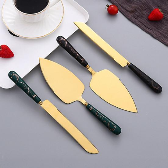 Butter Knife And Spatula Set with Ceramic Handle Stainless Steel Baking Turner for Butter Pizza Pastry Non-Stick Cake Cutter And Butter Spreader