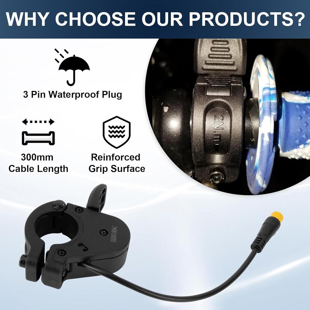 Waterproof Thumb Throttle Accelerator Fit for G3Pro/G4Max Electric Scooter - 22mm Handlebar 3-Pin Plug Compatible
