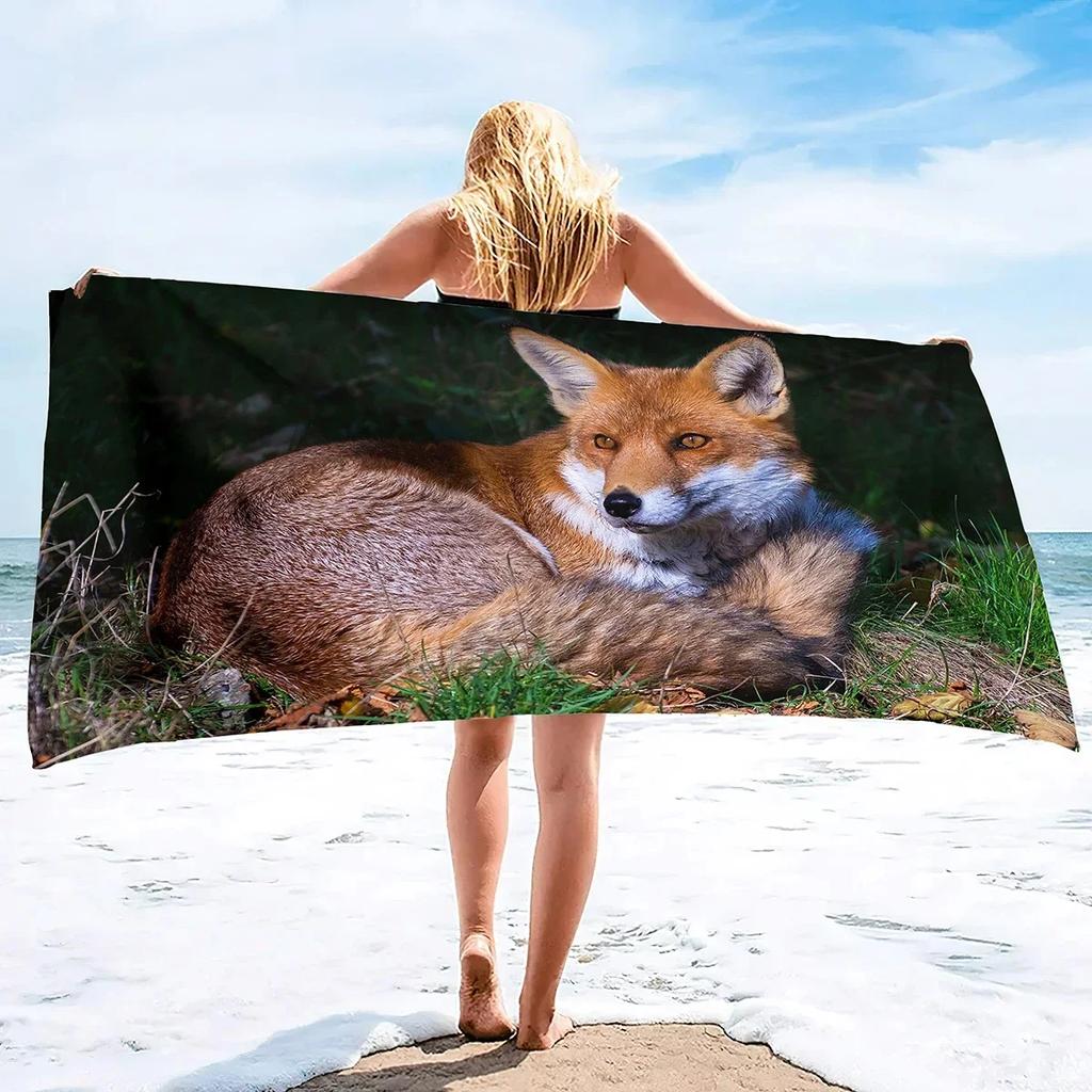 Cute Fox Beach Towel Wild Animal Bath Towels Bathroom Sport Bar Towel for Adult Kids Microfiber Shower Quick Dry Swimming Cover