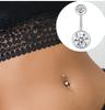 Double Gem Belly Button Rings Stainless Steel Crystal Rhinestone Navel Rings Barbells Studs Women Girls Body Piercing Jewelry