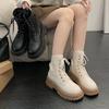 Locomotive small lace-up Martin boots women's 2025 new autumn British style explosion white thick-soled thin short boots