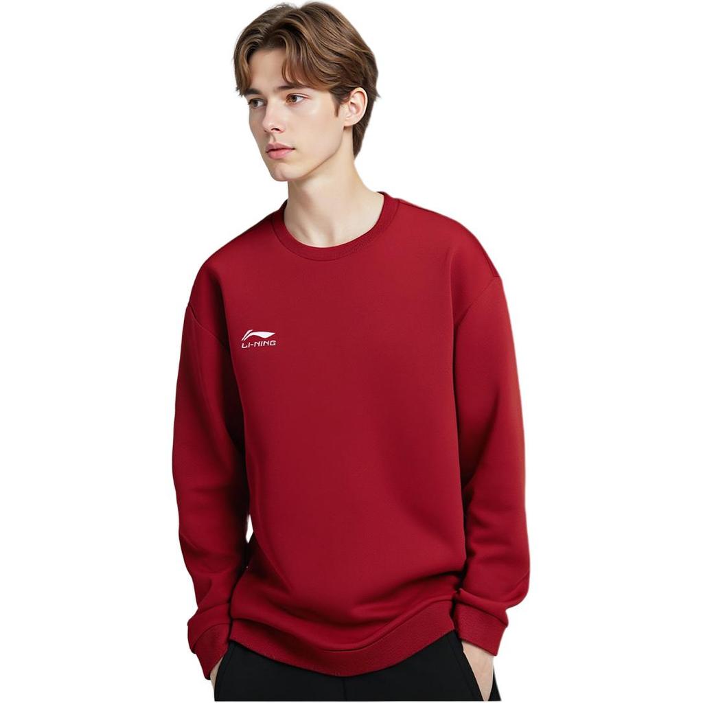 Li Ning Sweatshirts Unisex Vintage Red Crew Neck Moderate AWDVH11-4