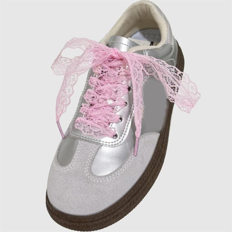 1 Paar Elegante Spitzen-Schnürsenkel für Damen und Mädchen Freizeitschuhe Sneaker 3 cm Breit Flache Schnürsenkel Ersatz