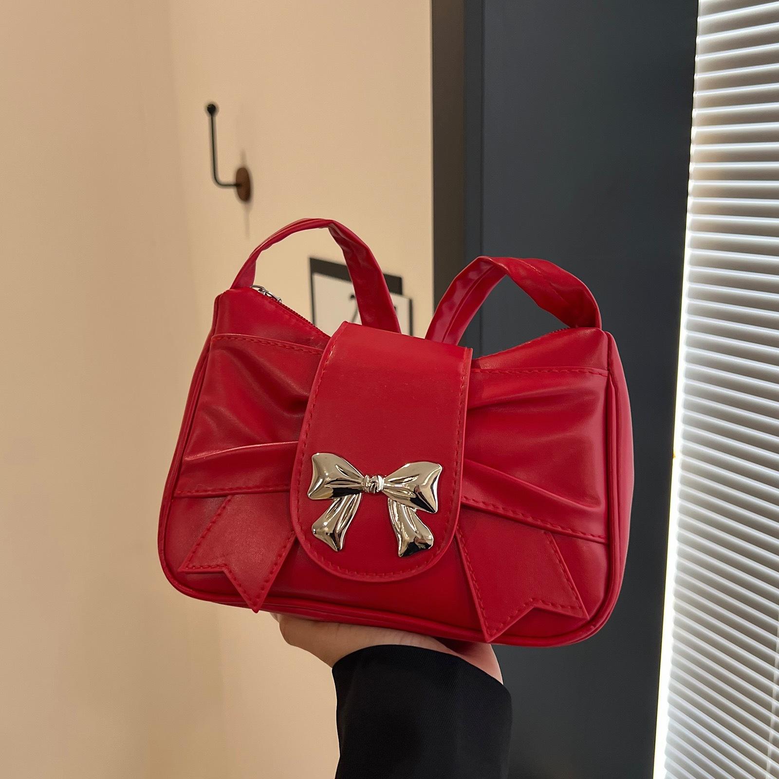 

Bow Korean version pleated shoulder bag women s 2025 summer new versatile ins underarm bag women s bag