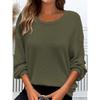 Plus Size Women's New Autumn Round Neck Solid Color Loose Long Sleeved Top