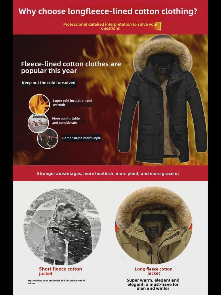 Men's Winter Thickened Short Cotton Jacket, Middle-Aged Korean Style, Slim Fit, Plus Size