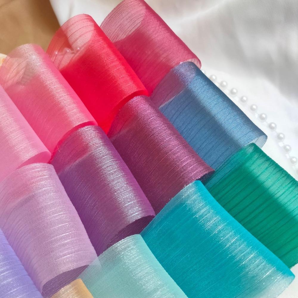 6cm Wide Pleated Chiffon Ribbon DIY Gift Wrapping Ribbon New Bow Ribbon Hairwear Bouquet