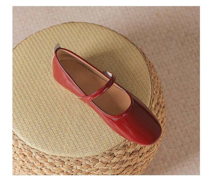 Women Patent Leather Mary Janes Shoes Ladies   Summer New Square Toe Comfortable Pointed Toe Ballet Flat Casual Shoes