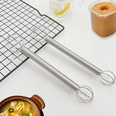 Miso Stirring Stick 304 Stainless Steel Double-head Whisk Manual Cream Sender Stirring Spoon Food Grade Blender Kitchen Tool