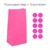 10 Pcs Colorful Solid Stripe and Polka Dot Stand-Up Bags with Stickers - 18x9x6cm Favor Gift Packing Treat Bags for Wedding