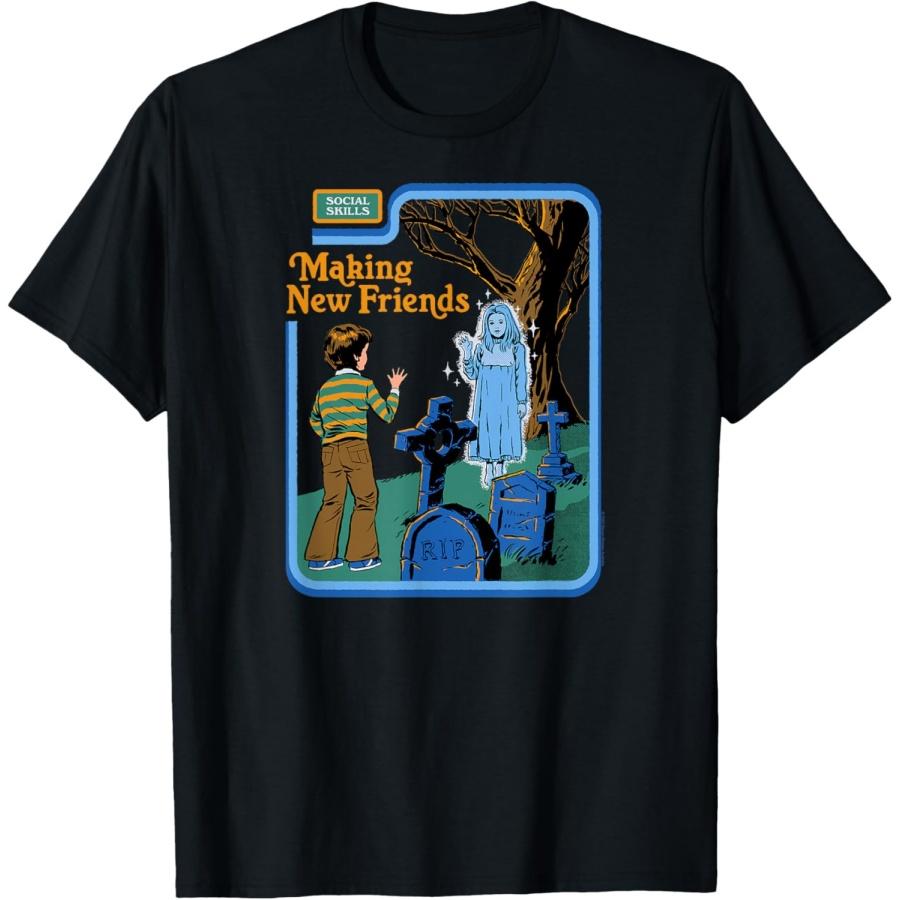 

Making New Friends Ghost Retro Dark Humor T-Shirt XXXXXL чорний