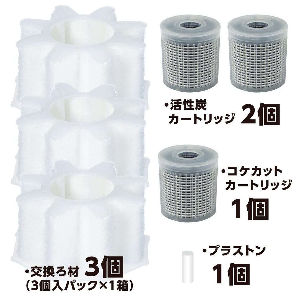 Suisaku Åtta Kärnor S Ersättningsfiltermedium 7-delat Set (3 Ersättningsfiltermaterial + 2 Aktivt Kolpatroner + Moss-Skärpatron + Plast