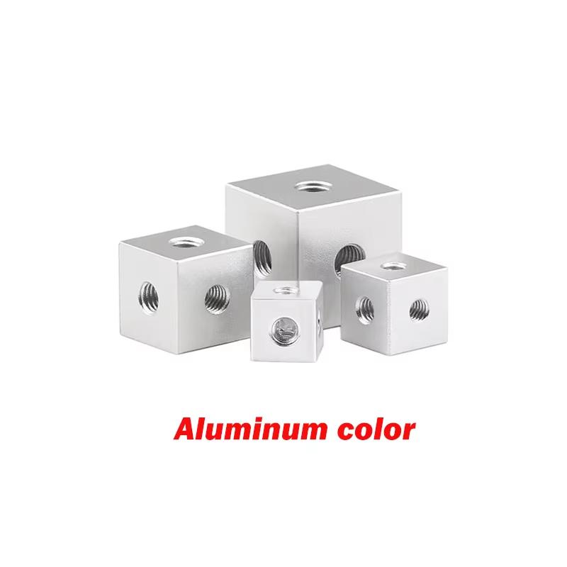 

Aluminum Alloy Fixed Block Six-sided Nut M3 M4 M5 M6 M8 M10 Cube Nut Block Connector For Fixed Acrylic Sheet Accessories M3(10x10x10mm)-2PCS