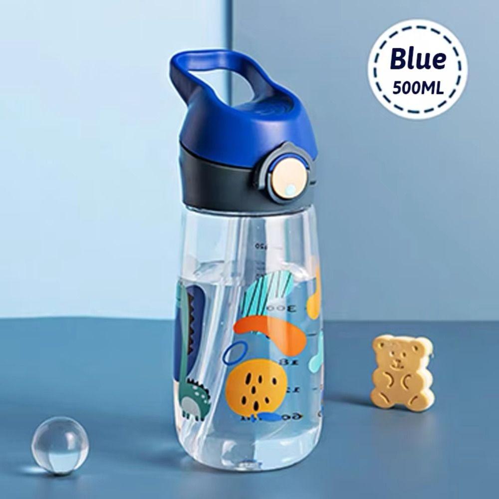 High-capacity Safe Straw Cup With Straw Drinking Cup Cute 500ML Water Bottles  Girl