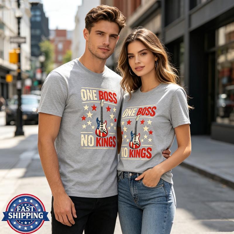 Rock Guitar Shirt One Boss No Kings Music Lover TShirt 100Cotton Crew Neck Short Sleeve Trendy Casual Tops