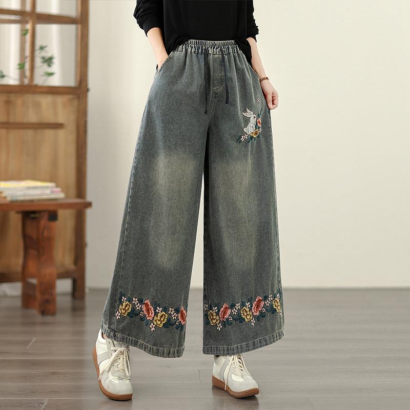 

DIMANAF 2025 Women New Basic Elastic Jeans Harlen pants Loose Denim Trousers Big Casual Blue Pants One size