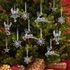 Clear Crystal Snowflake Icicle Pendants Acrylic Christmas Tree Ornaments Holiday New Year Home Party Hanging Decoration Supplies