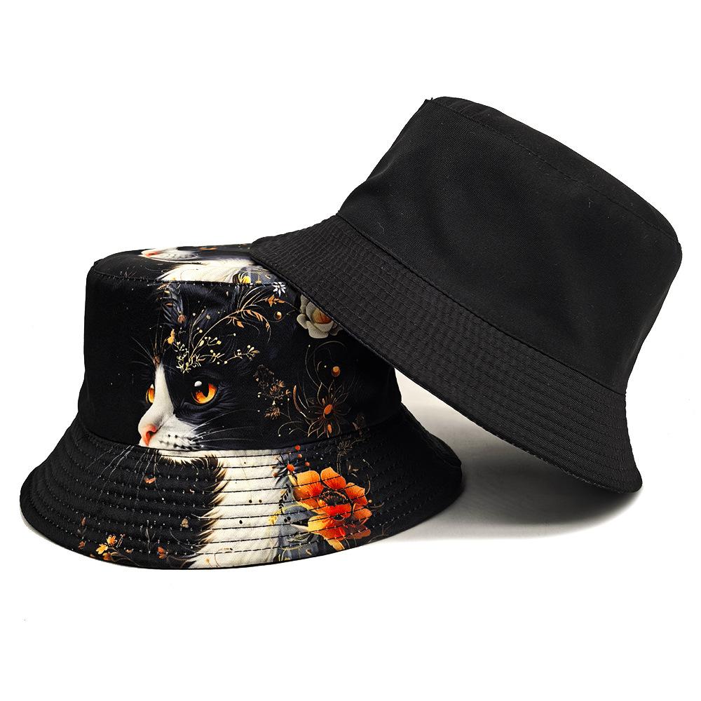 Cute Cat Print Animal Bucket Hat for Men Women Summer Travel Beach Sunscreen Panama Unisex Casual Fashion Decorate Fisherman Cap