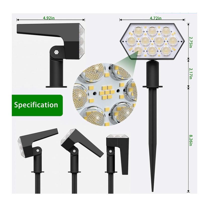 

New 92 LED Solar Sensor Lawn Spotlights and Garden lights Waterproof & Anti - aging Ground/Wall Mount Yard Landscape Lighting білий