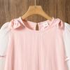 Girls' 2025 Autumn Long Sleeve Dress with 3D Bow & Sweet Mesh Skirt - Stylish Korean Design