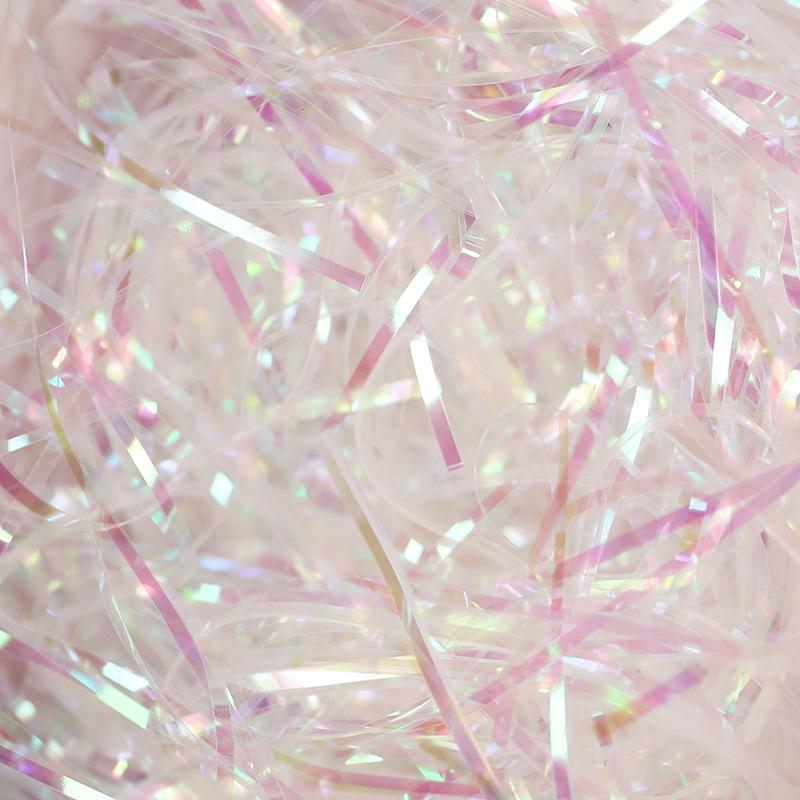 

500g Iridescent Seven-Color Silk Raffia Gift Box Filler - Transparent Decorative Packaging Material