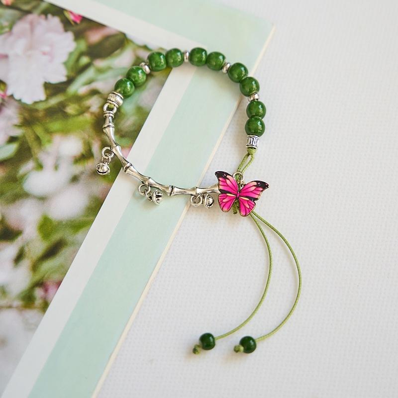 Bracelet Summer Women's Versatile Jewelry Butterfly Fresh Student Girlfriend Mori Antique Ceramic Bracelet