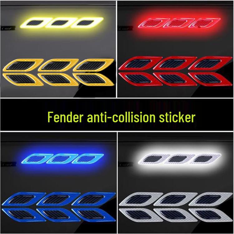 Carbon Fiber Reflective Anti-Collision Car Stickers for Doors, Fenders, and Headlights.