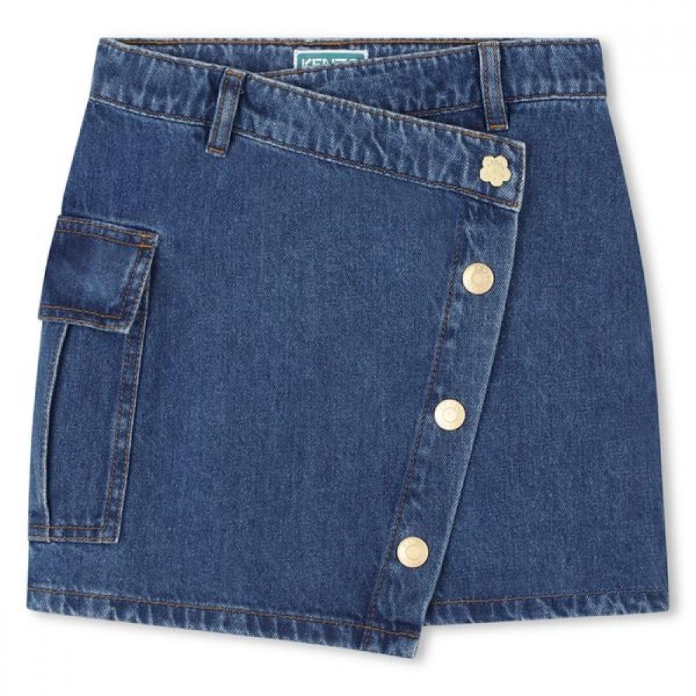 Kenzo Kids Denim Skirt 25fw Z256ags411 Blue/12Age_150CM