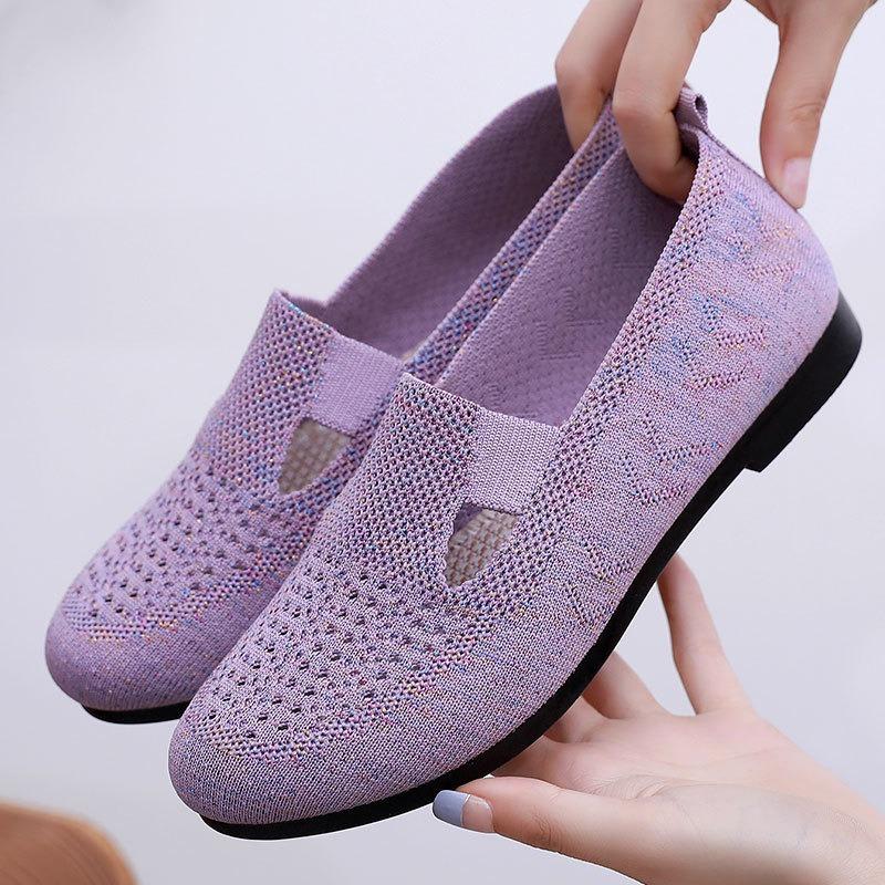 Women's shoes summer hollow mother casual shoes fashion one-pedal flat shoes women's middle-aged shoes
