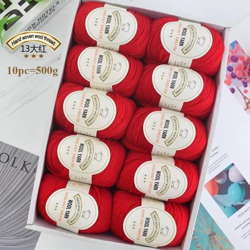 10pc=500g 3mm Medium Coarse Wool Thread Hand Crochet DIY Craft Sweater Hat Doll Bag Needle  Thread Soft Warm Skin Friendly