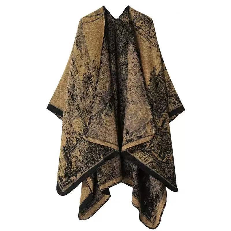 

Literary and versatile retro shawl printed scarf imitation cashmere autumn and winter warm jacquard double-sided outer 160