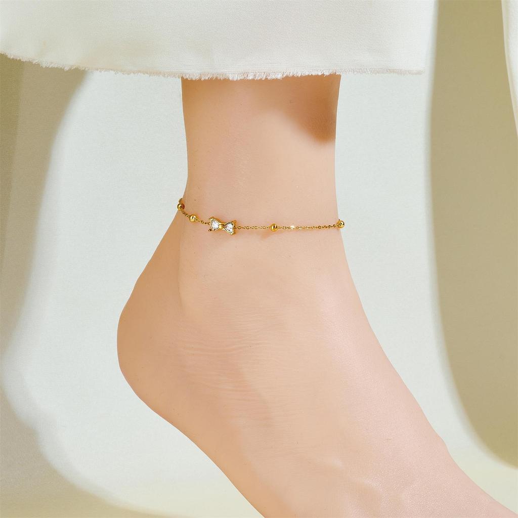 Tide Double-Layer Heart Anklet: 18K Gold-Plated Titanium Steel, Non-fading Fashion Light Luxury for Women