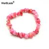 Natural Gemstone Chip Bracelet Amethyst Irregular Stone Beaded Stretch Bangle for Women