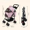 Foldable Pet Stroller Lightweight Cat Dog Carrier Travel Cart Breathable Dog Basket Portable Puppy Pushchair for Outdoor Walking