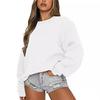 2024 European & American Women's Casual Solid Color Round Neck Loose Hoodie