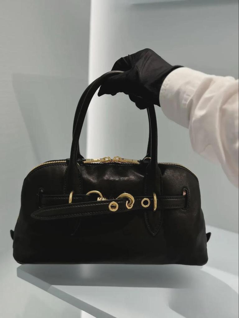 Genuine Leather Retro Cowhide Bowling Tote - Women's Fashionable Crossbody & Shoulder Bag