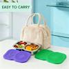 6pcs Snack Container Stainless Steel Double Compartments with Leak Proof Lids Double Dipping Sauce Dish for Sauce Dip Nut Snack