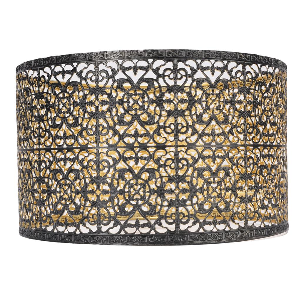 Metal Lampshade E14 E27 Iron Hollow Out Modern Decorative Cylinder Lamp Shade for Table Wall Ceiling Lamp Black and Gold