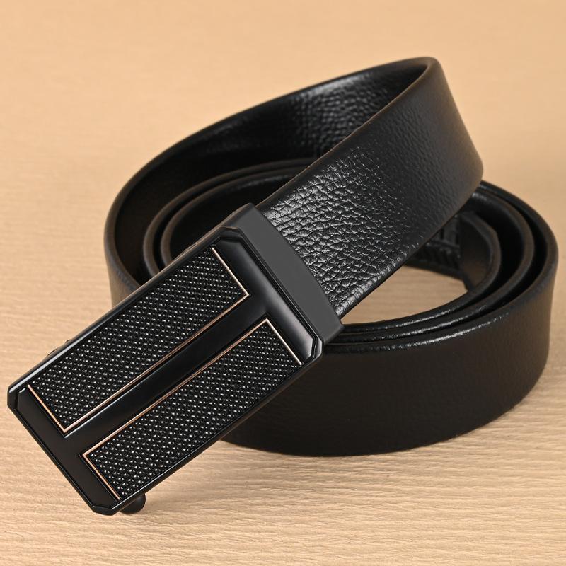 Pvc Men'S Belt Automatic Buckle Advanced Sense Casual Business Can Cut Automatic Buckle Men'S Belt Belt
