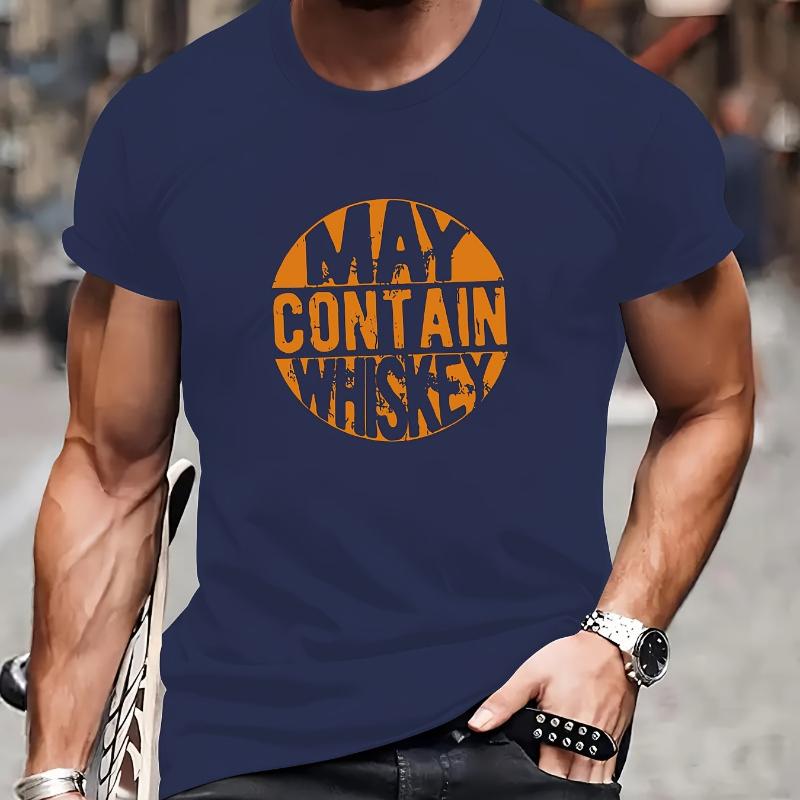 

May Contain Whiskey T-Shirt,Soft Breathable & Fade-Resistant, Classic Fit for Daily Casual Wear XXL белый