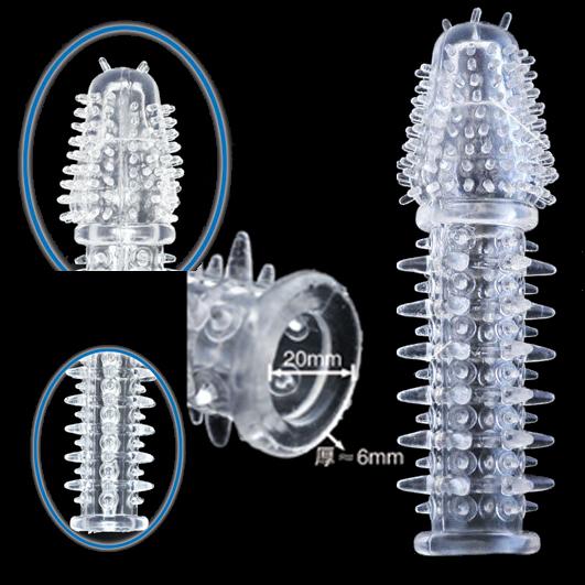 Dotted Textured Penis Sleeves Bold Extender Lasting Thorn Condom Elastic Penis Sleeve Clit Massage Delay CockRing Sheath for Man